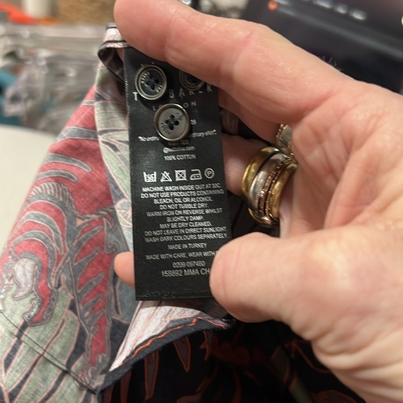 Ted Baker Chad Bold Tiger Print Slim Fit Long Sleeve Shirt Size 5/US42 - Picture 10 of 13